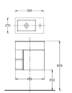 Тумба LATO подвесная 50 см, дверца push + полочки, утренний серый + серый пыльный матовый Тумба LATO подвесная 50 см, дверца push + полочки, утренний серый + серый пыльный матовый