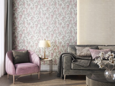 Обои виниловые Эдем мотив, бежевый, розовый