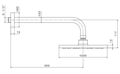 Душевая лейка PIANO «тропический дождь» с кронштейном, хром глянец