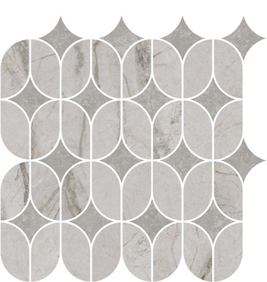 Декор Ифран наборный серый светлый глянцевый обрезной 30x32,5x0,9