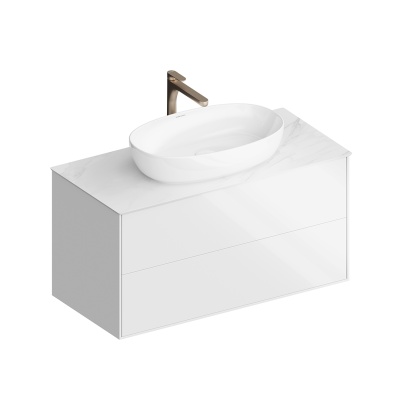 Тумба PLAZA Modern подвесная с ящиками 100, белая