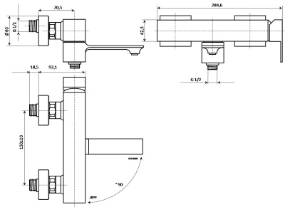 Смеситель FIORETTO для ванны, хром Смеситель FIORETTO для ванны, хром