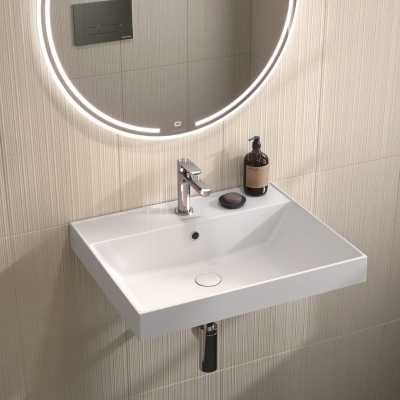 Раковина CUBO подвесная\мебельная 60, белая глянцевая