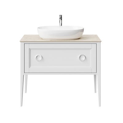 Тумба PLAZA Classic NEO напольная 1+1 ящик 100, белая матовая