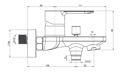 Смеситель SONATA для ванны, матовый черный