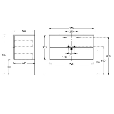 Тумба PIANO Forte подвесная 95, белая глянцевая