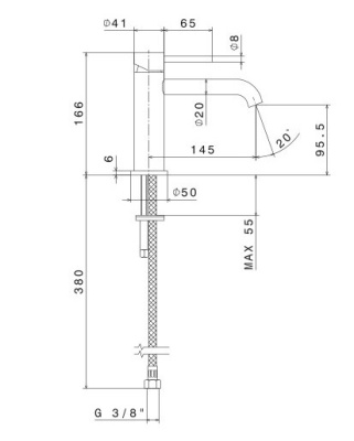 Смеситель для раковины ETERNA без донного клапана, нержавеющая сталь
