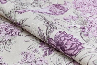 Обои виниловые Азулежу мотив, бежево-фиолетовый