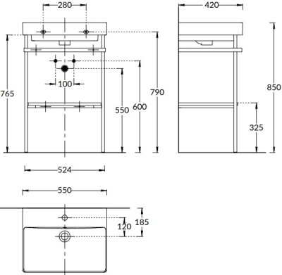 Металлическая структура PRO 55 напольная, черная матовая