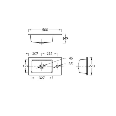 Раковина LATO встраиваемая сверху 50, белая глянцевая Раковина LATO встраиваемая сверху 50, белая глянцевая