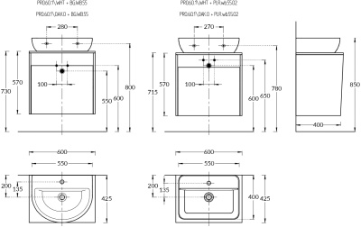 Тумба PRO подвесная 1 ящик, дуб Орегон