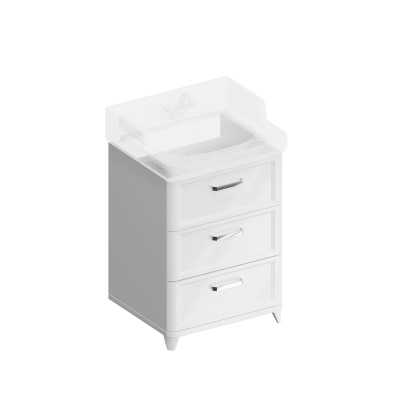 Тумба POMPEI напольная с 3 ящиками 60, белая глянцевая