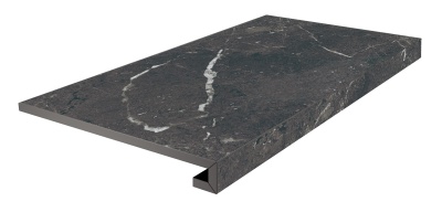 Ступень клееная фронтальная Тубкаль чёрный матовый обрезной 33x60x0,9