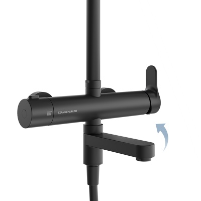 Душевая колонна FONTE на 3 потока с поворотным изливом и механическим смесителем, черный матовый Душевая колонна FONTE на 3 потока с поворотным изливом и механическим смесителем, черный матовый