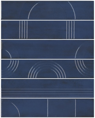 Панно Мажорель синий тёмный глянцевый (из 6 частей 6х28,5) 36x28,5x1
