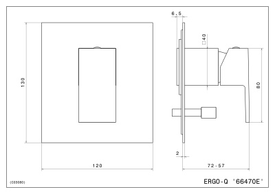 Встроенный однорычажный смеситель FUTURA для душа с переключателем на два потока, хром