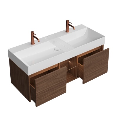 Тумба GRANDE подвесная 120, 2 ящика + открытая зона, структурированный орех Тумба GRANDE подвесная 120, 2 ящика + открытая зона, структурированный орех