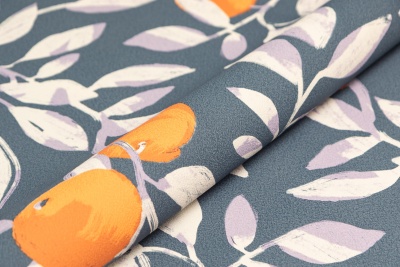 Обои виниловые на флизелиновой основе Шафран мотив, синий, апельсины Обои виниловые на флизелиновой основе Шафран мотив, синий, апельсины