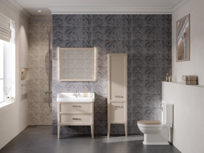 Тумба POMPEI напольная с 2 ящиками 80, камео бежевый глянцевый