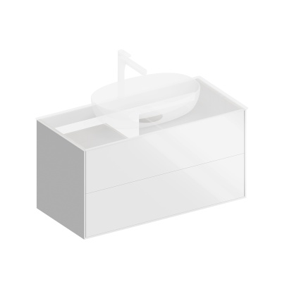 Тумба PLAZA Modern подвесная с ящиками 100, белая