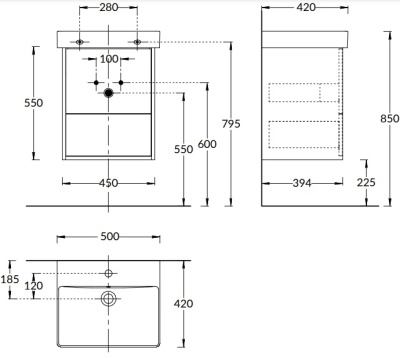 Тумба PRO подвесная 2 ящика 50, вяз