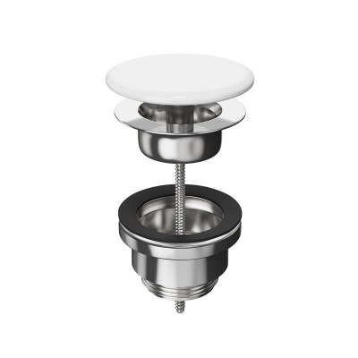 Донный клапан с керамической крышкой, белый глянцевый