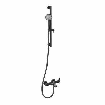 Душевая стойка OLE c ручной круглой лейкой и шлангом, без выхода для подачи воды, матовый черный