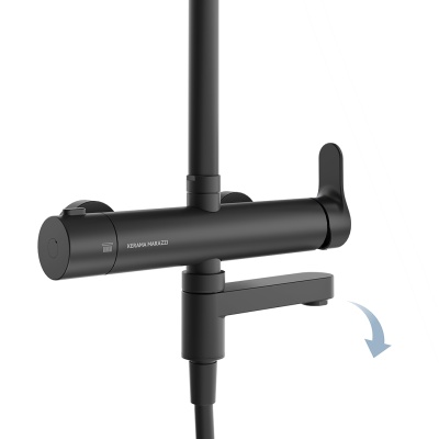 Душевая колонна FONTE на 3 потока с поворотным изливом и механическим смесителем, черный матовый Душевая колонна FONTE на 3 потока с поворотным изливом и механическим смесителем, черный матовый
