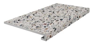 Ступень клееная фронтальная Бричиола белый матовый обрезной 33x60x0,9