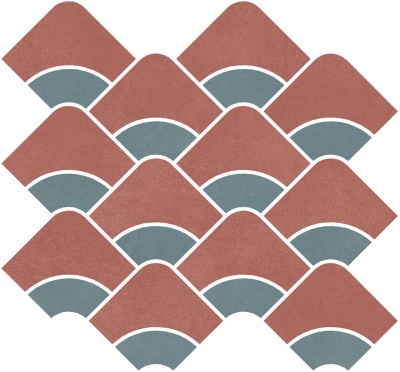 Декор Таделакт наборный красный, бирюзовый матовый обрезной 30x28x0,9