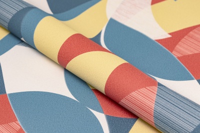 Обои виниловые на флизелиновой основе Шафран мотив, разноцветный синий