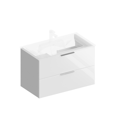 Тумба PIANO Forte подвесная с ящиками 85, белая глянцевая