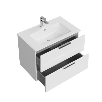 Тумба PIANO Forte подвесная с ящиками 75, белая глянцевая