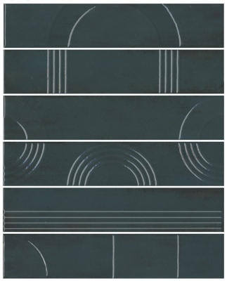 Панно Мажорель зелёный тёмный глянцевый (из 6 частей 6х28,5) 36x28,5x1