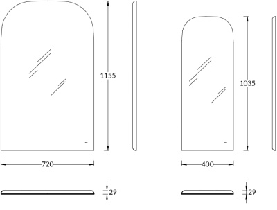 Зеркало VETRATA R 40х103.5 сенсор со сменой цвета подсветки и антизапотеванием, белое