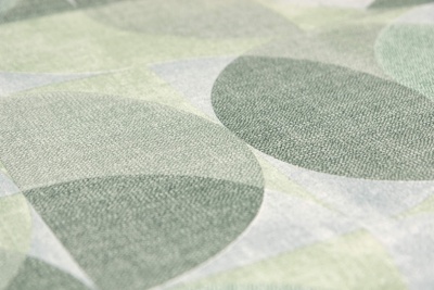 Обои виниловые на флизелиновой основе Шафран мотив, зелёный, круги