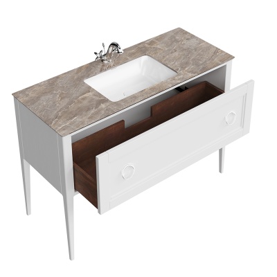 Тумба PLAZA Classic NEO напольная 1 ящик 120, белая матовая