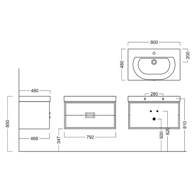 Тумба CANALETTO подвесная с ящиками 80, белая матовая Тумба CANALETTO подвесная с ящиками 80, белая матовая