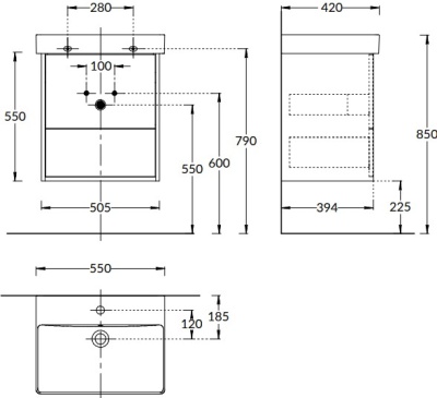 Тумба PRO подвесная 2 ящика 55, белая матовая