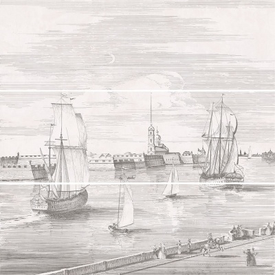 Панно Город на воде SPb матовый (из 3 ч. разм. 25х75) обрезной 75x75x0,9