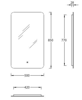 Зеркало PRO с подсветкой LED 50, белый