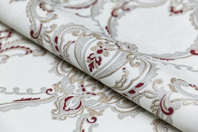 Обои виниловые на флизелиновой основе Ориент мотив, белый красный