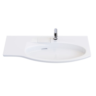Раковина RIVA мебельная правая с крепежом 100, белая глянцевая Раковина RIVA мебельная правая с крепежом 100, белая глянцевая