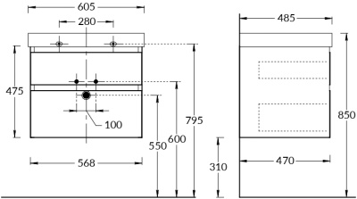Тумба CUBO подвесная с ящиками 60, лимо матовая Тумба CUBO подвесная с ящиками 60, лимо матовая