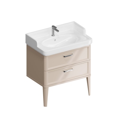 Тумба POMPEI напольная с 2 ящиками 80, камео бежевый глянцевый