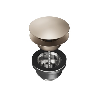 Донный клапан клик-клак для раковины, золотой атласный Донный клапан клик-клак для раковины, золотой атласный