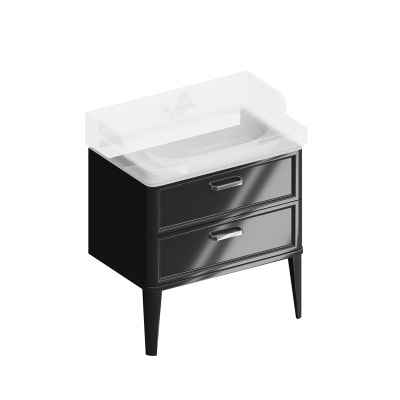 Тумба POMPEI напольная с 2 ящиками 80, черная глянцевая